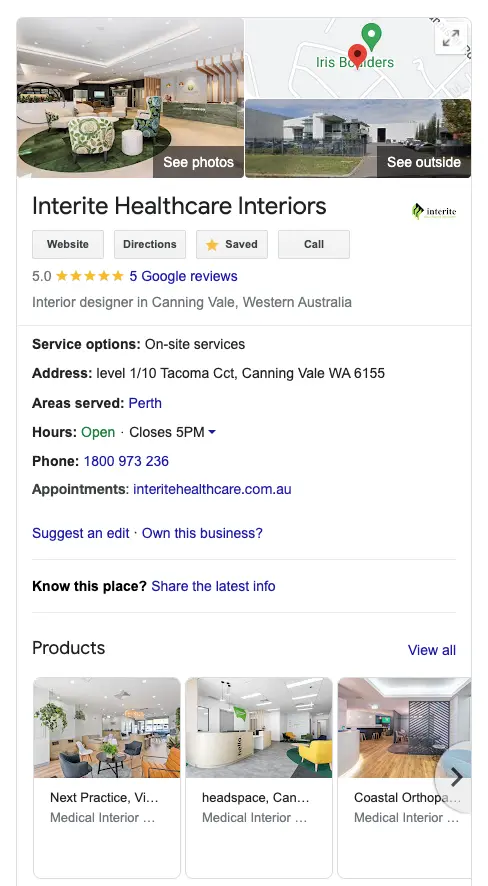 A fully optimised Google Business Profile will help your local seo rankings